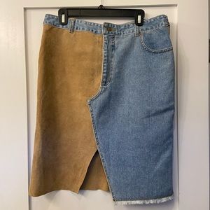suede denim midi skirt - size 16